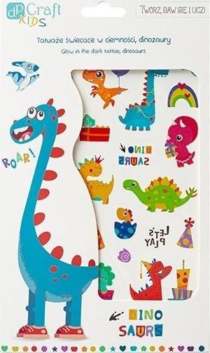 Tatuaże świecące w ciemności dinozaury 2 arkusze
