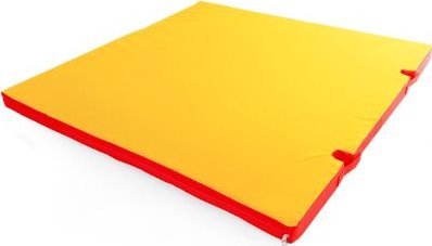 Produkcyja materac Gamma 100x100x8 z wycięciami do słupków czerwono-żółty