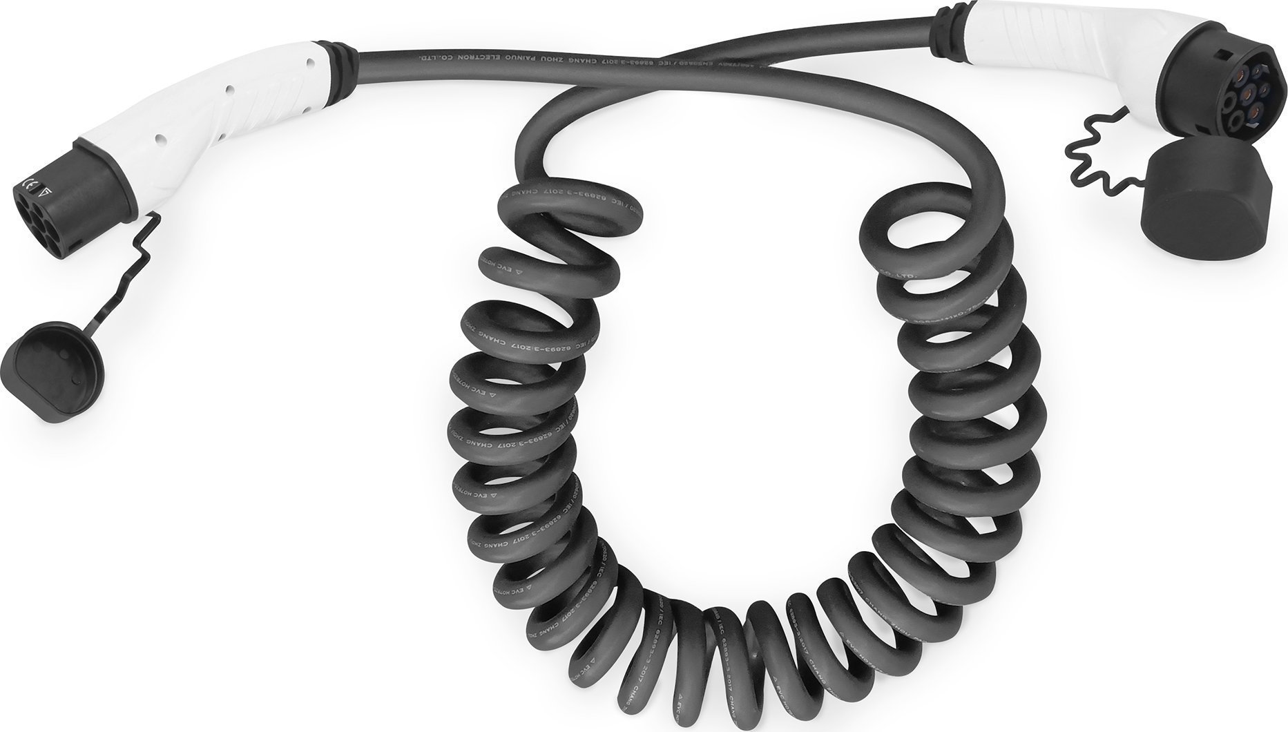 Kabel do ładowania samochodów Digitus Typ2-Typ2, 3-fazowy 400V, 16A, 11kW, 10m spiralny (DK-3P16-S-100)