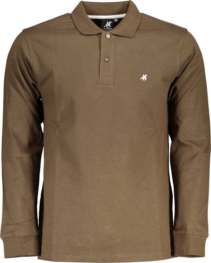 U.S. Grand Polo MĘSKA KOSZULKA POLO Z DŁUGIM RĘKAWEM US GRAND POLO BRĄZOWA L
