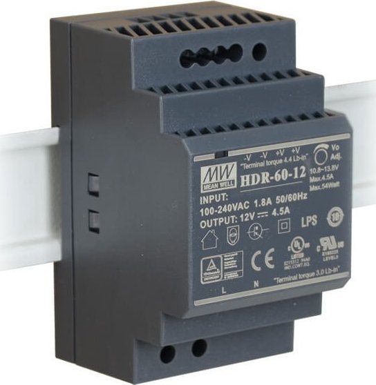 Mean Well Zasilacz 12V na szynę DIN TH35 60W Mean Well HDR