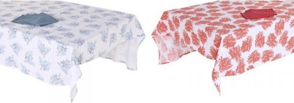 DKD Home Decor Obrus i serwetki DKD Home Decor Niebieski Fuksja Biały (150 x 250 x 0,5 cm) (2 Sztuk)