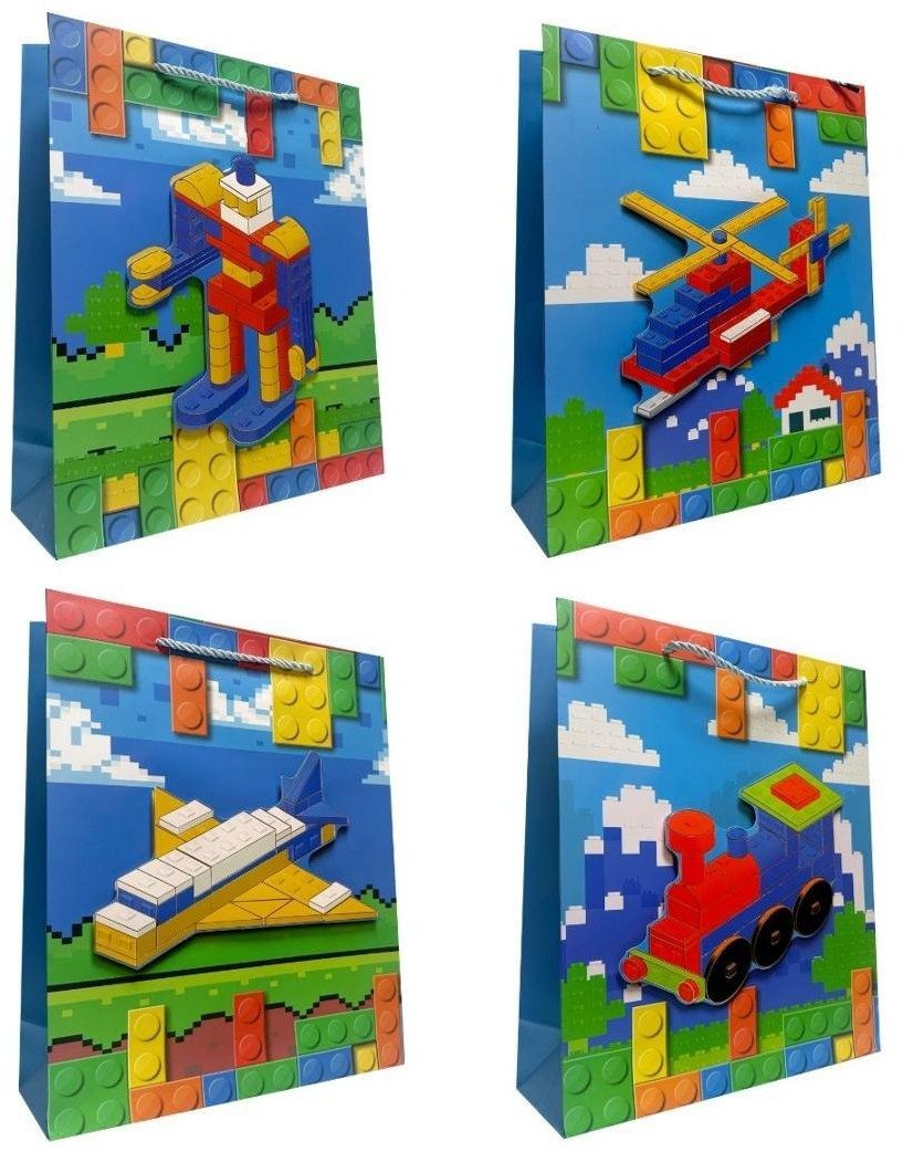 Torebka prezentowa dziecięca L klocki 3D mix