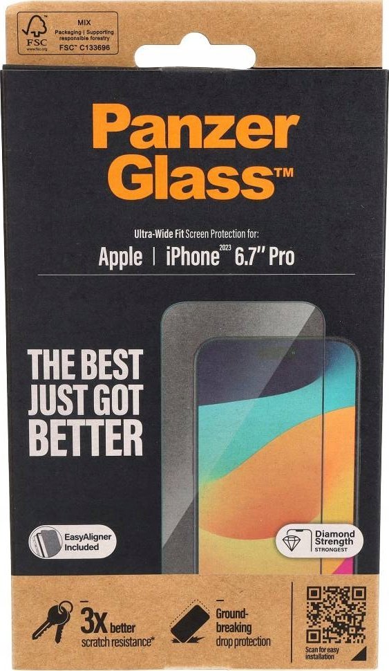 PanzerGlass PanzerGlass Ultra-Wide Fit iPhone 15 Pro Max 6.7" Screen Protection Easy Aligner Included 2812