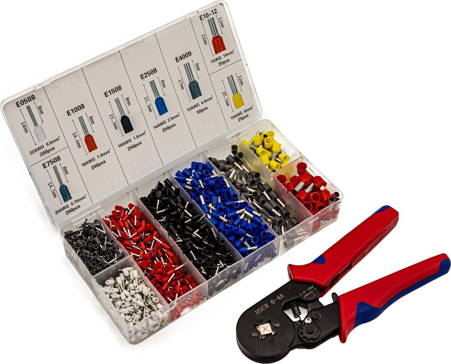 KIK Praska, Zaciskarka Do Kabli, Tulejek, Końcówek + Zestaw Tulejek 1200 szt