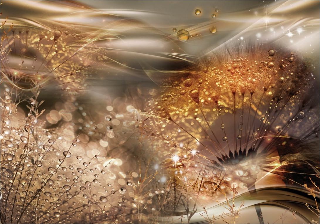 DecoNest Fototapeta - Świat dmuchawców (złoty) - 300X210