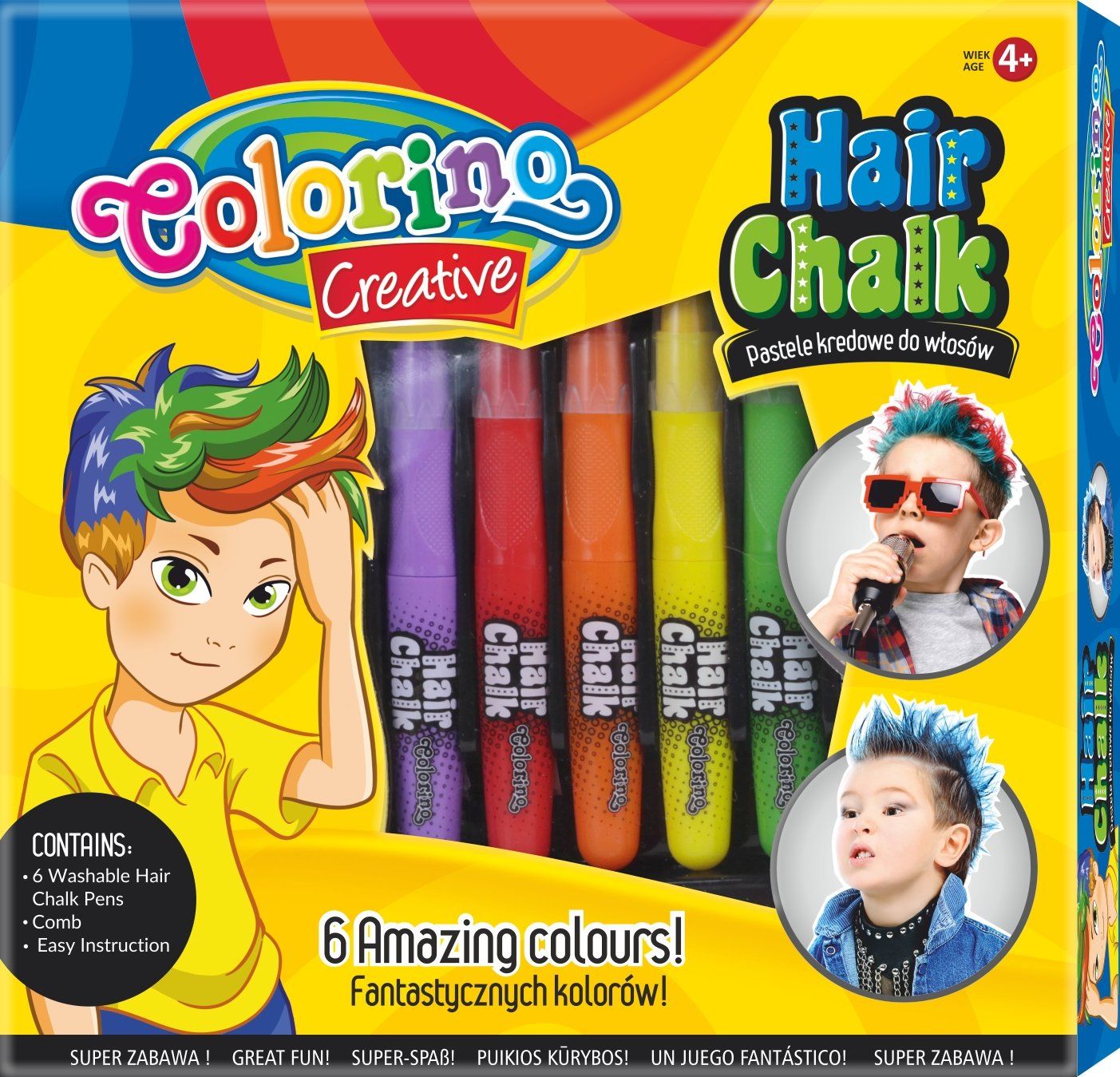 Colorino Zestaw pasteli kredowych do włosów 6 szt Boys Colorino Kids 36988 (36988PTR)