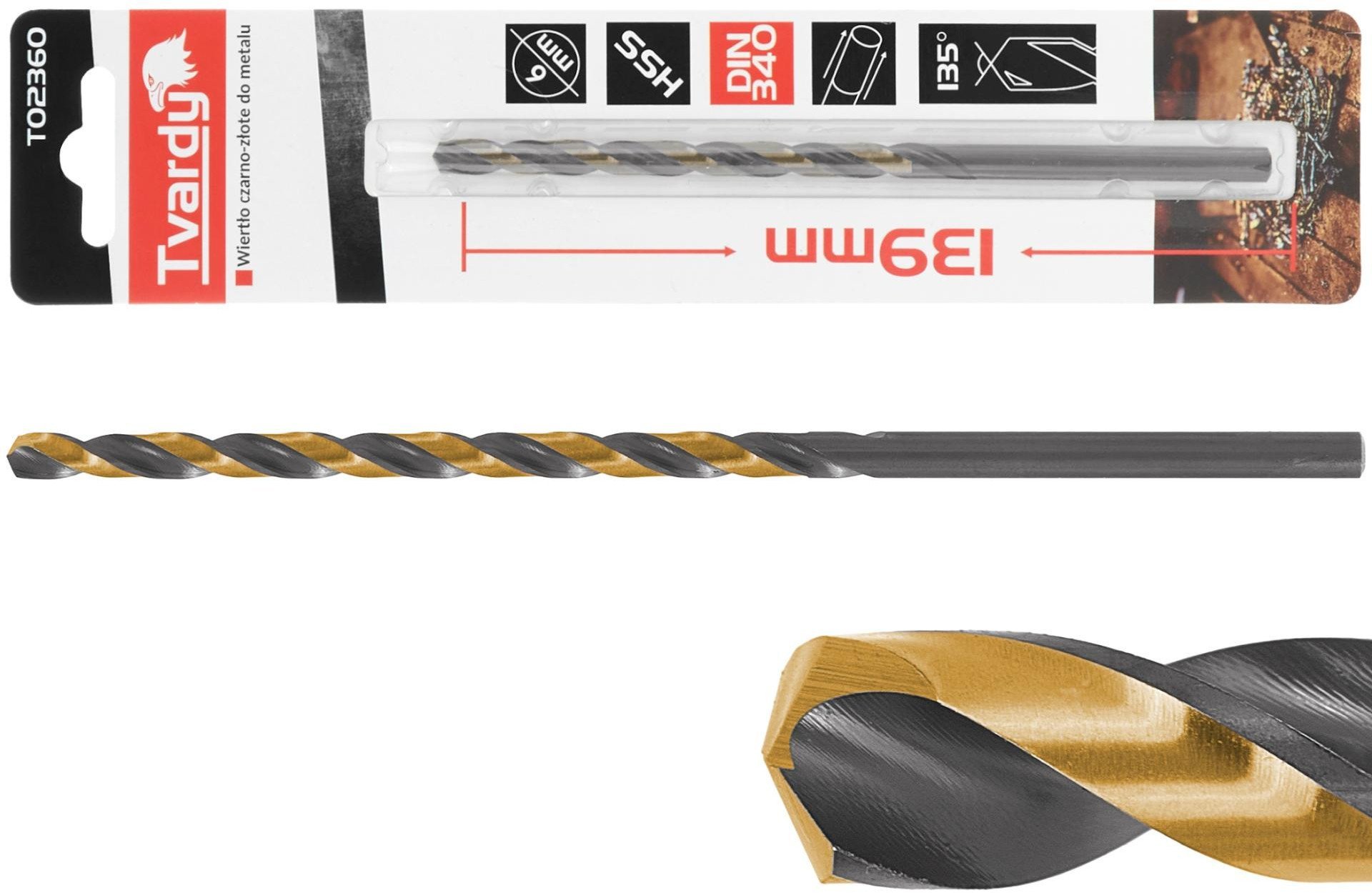 Wiertło czarno-złote do metalu przedłużane HSS M2 6.0mm (1/100/400)