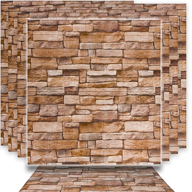 Dekoracyjne panele ścienne 3D 70x77cm Brązowe Heckermann