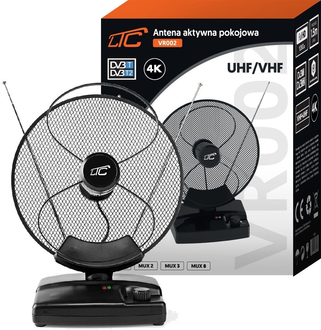 ANTENA AKTYWNA POKOJOWA TV TELEWIZJI NAZIEMNEJ FHD 4K LTE DVB-T2 MUX8