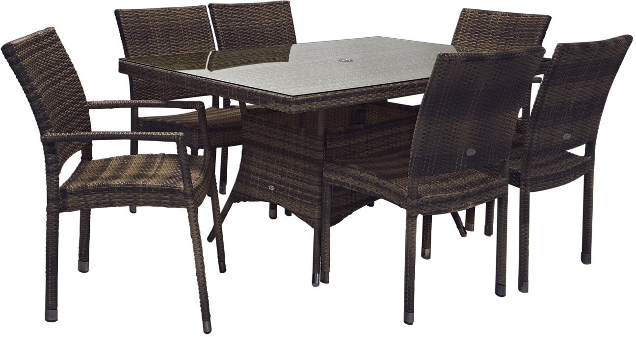 6-ių dalių lauko baldų komplektas Wicker, rudas