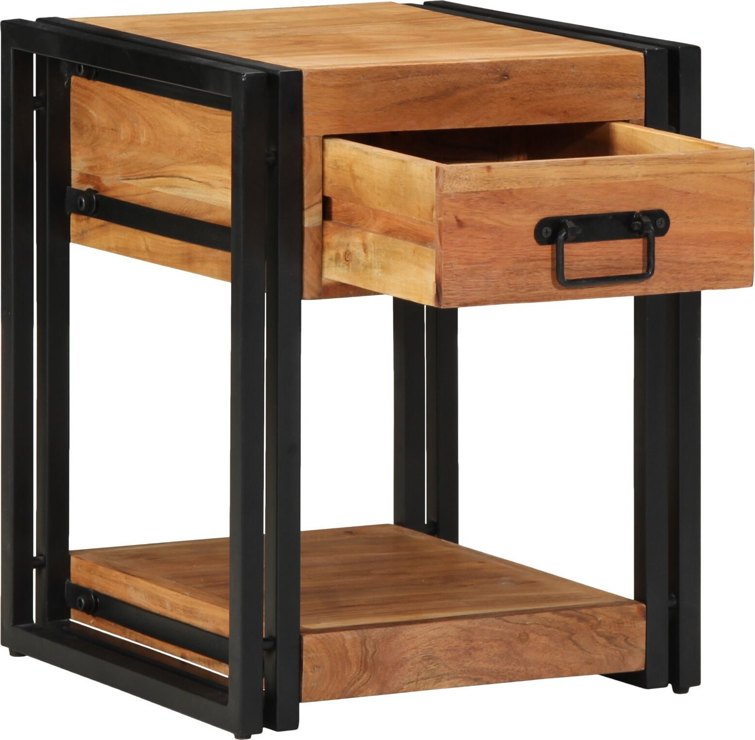 vidaXL Szafki nocne Zestaw 2 Brązowy Lite drewno akacjowe, Żelazo