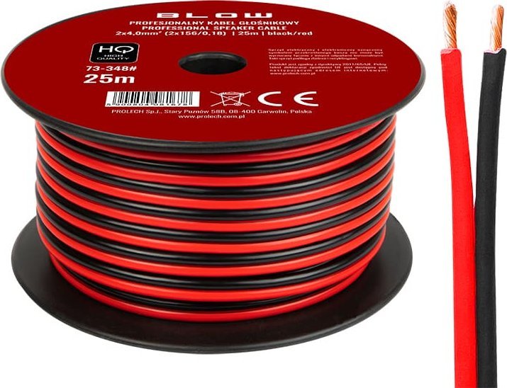 Kabel Blow 73-348# Przew.głośn.2x4,00mm czarno-czerwony 25m