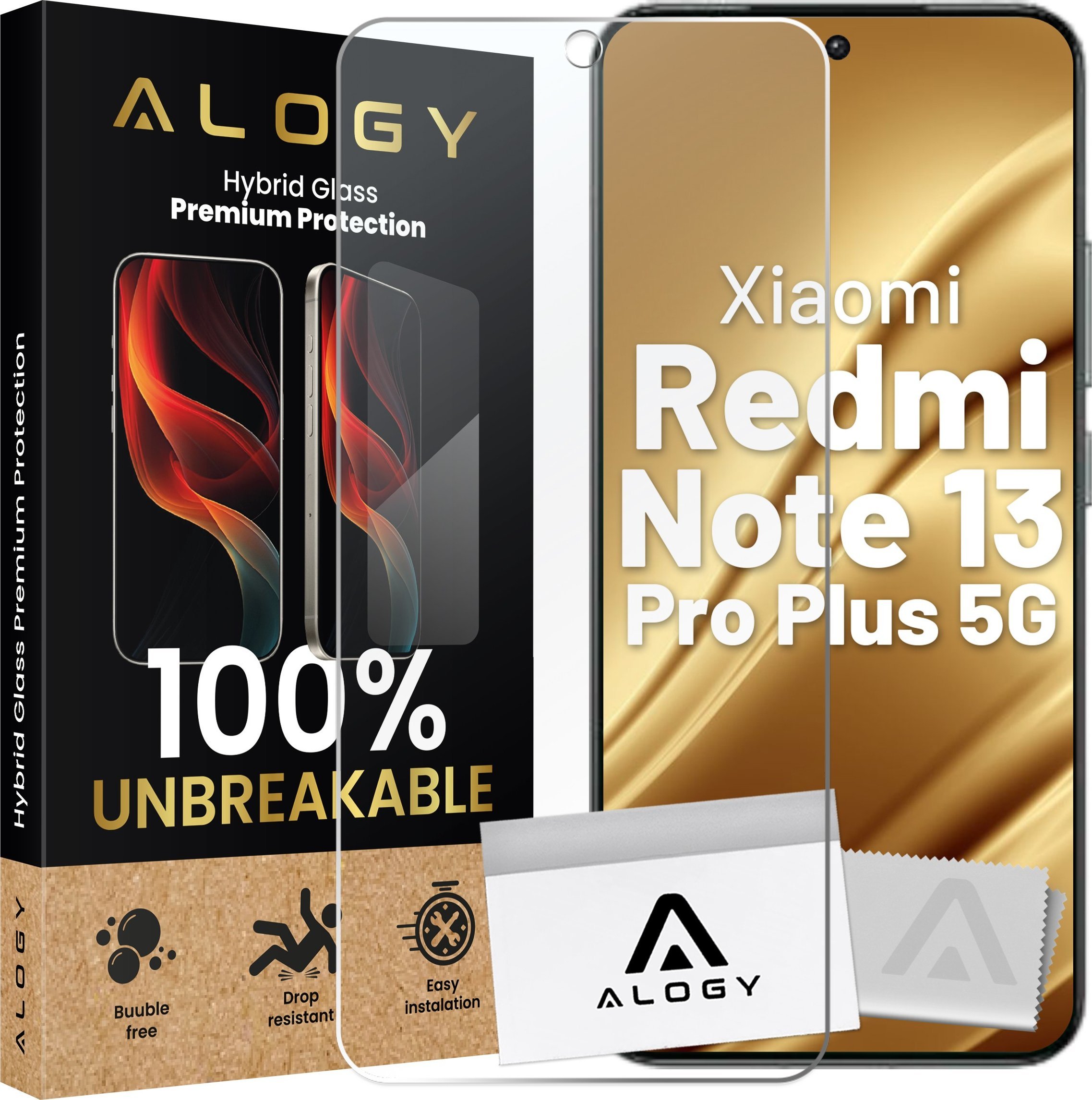Alogy Szkło hybrydowe do Xiaomi Redmi Note 13 Pro Plus 5G na ekran Flexi Glass 9H Case Friendly płaskie na ekran