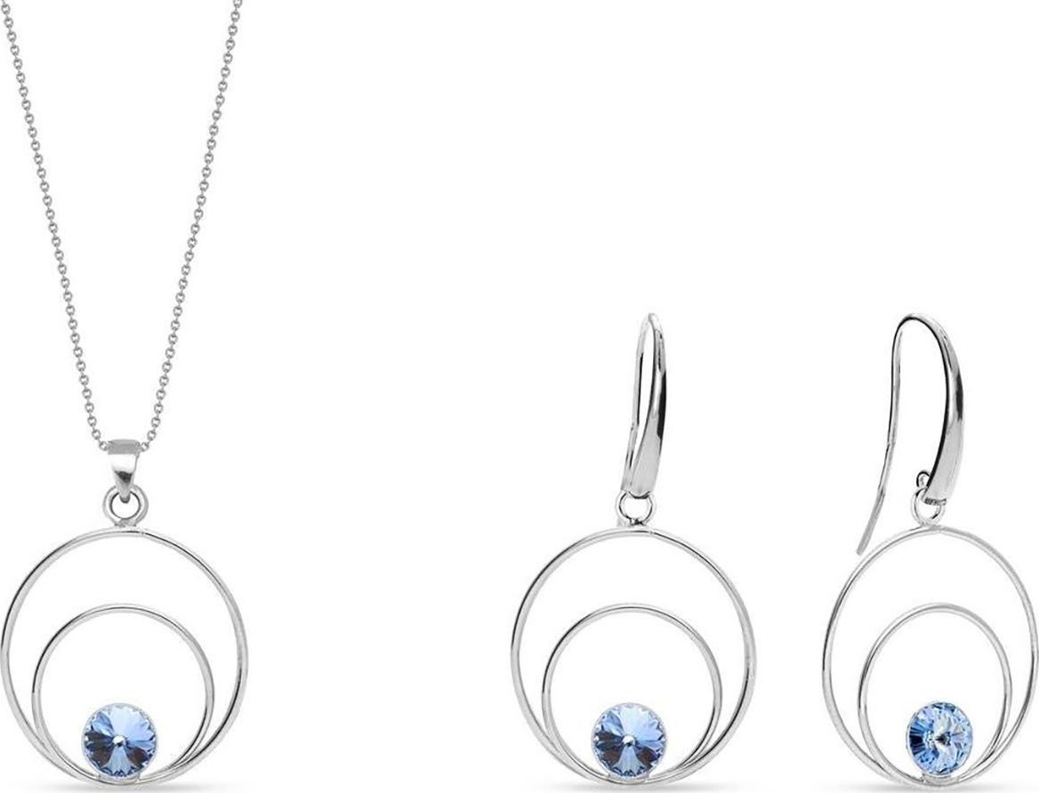 Spark Silver srebrny komplet biżuterii - kolczyki i naszyjnik z kryształem Uniwersalny
