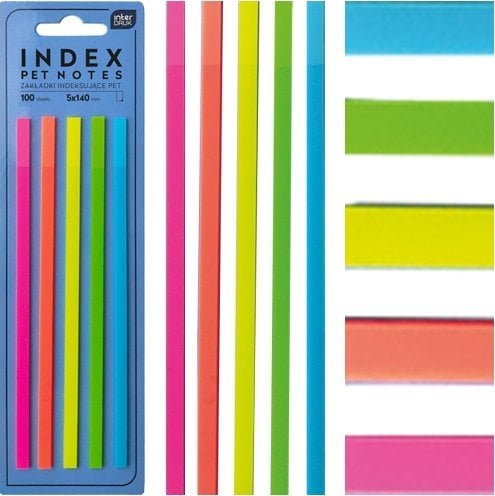 Interdruk Zakładki indeksujące paski PET NOTES NEON 140mm 100szt