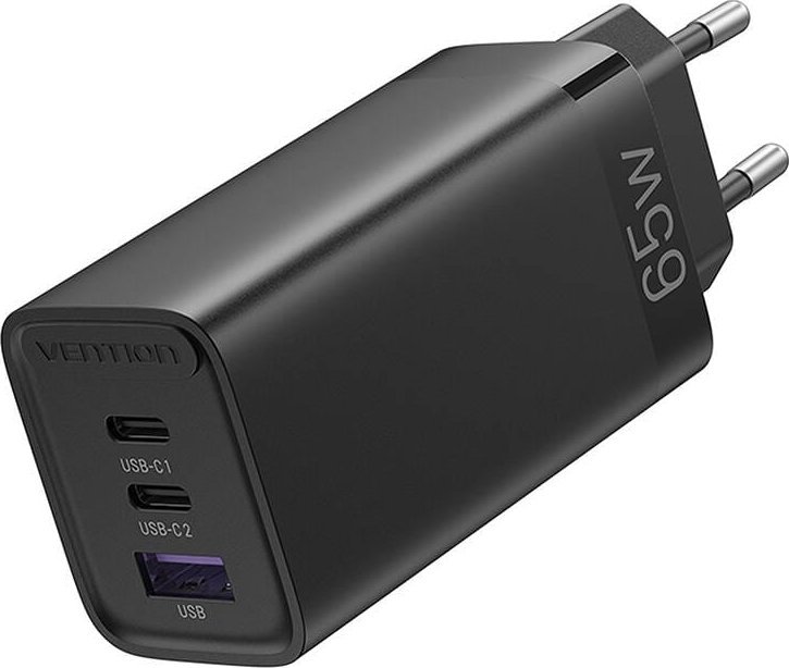 Ładowarka sieciowa Vention FEDB0-EU 2xUSB-C 1xUSB-A 65W/30W/30W GaN (czarna)