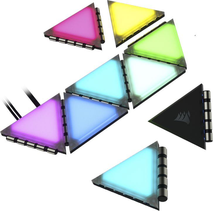 Corsair Panele podświetlające na obudowę iCUE LC100 - Mini Triangle - 9x Tile Starter Kit