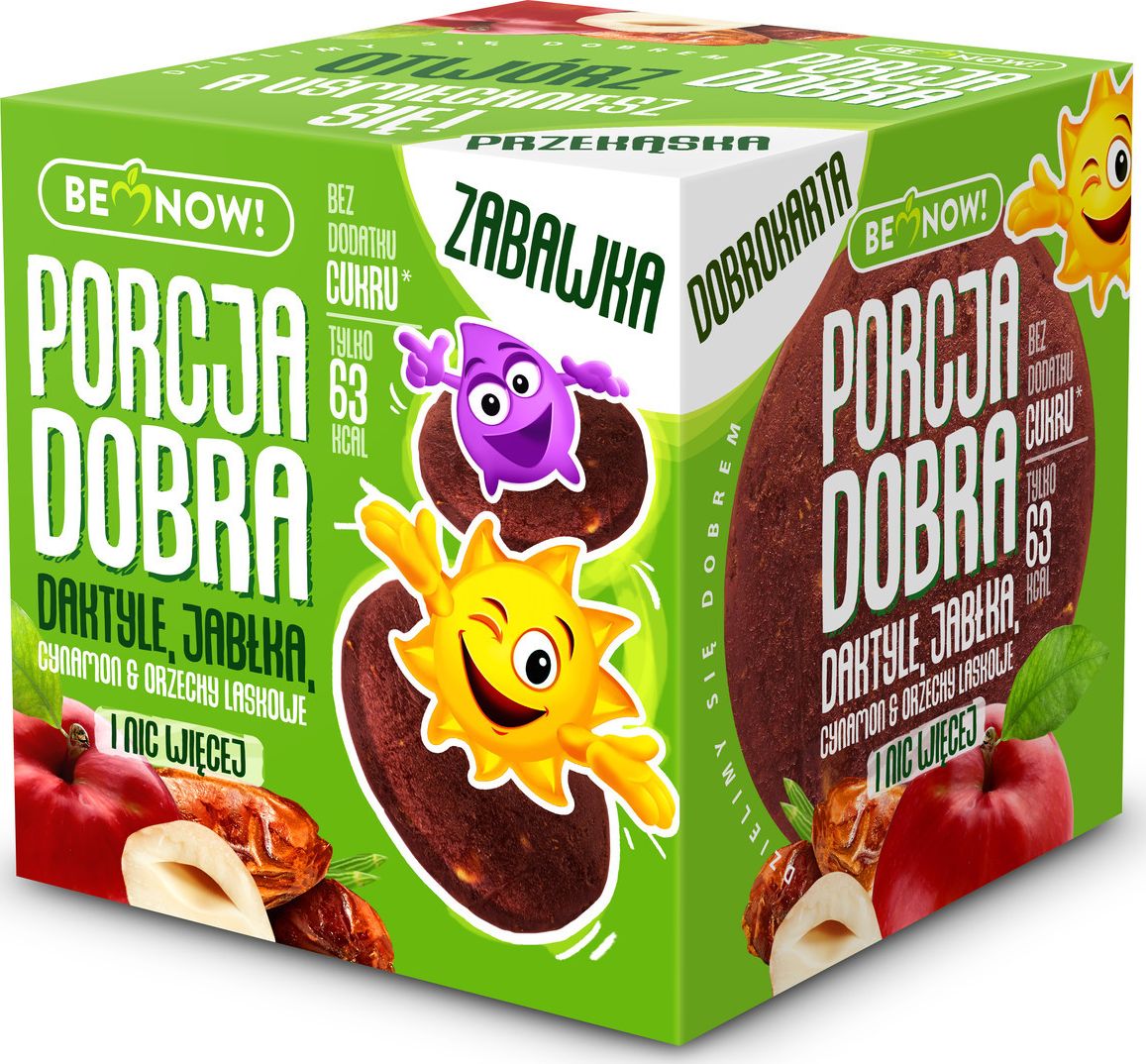Porcja Dobra Porcja Dobra Kostka z niespodzianką daktyle jabłko orzechy laskowe i cynamon - 20 g