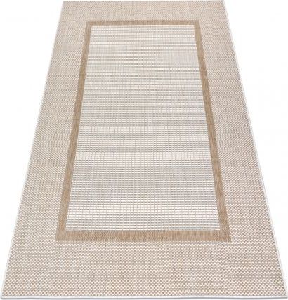 Dywany Łuszczów Dywan SZNURKOWY SIZAL SION Ramka 21782 płaskie tkanie ecru / beż, 180x270 cm