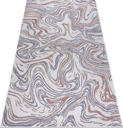 Dywany Łuszczów Dywan SZNURKOWY SIZAL SION Fale 2836 płaskie tkanie ecru / niebieski / róż, 180x270 cm