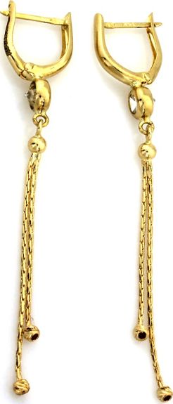 Lovrin Złote kolczyki 585 wiszące łańcuszki z cyrkoniami 2,74g