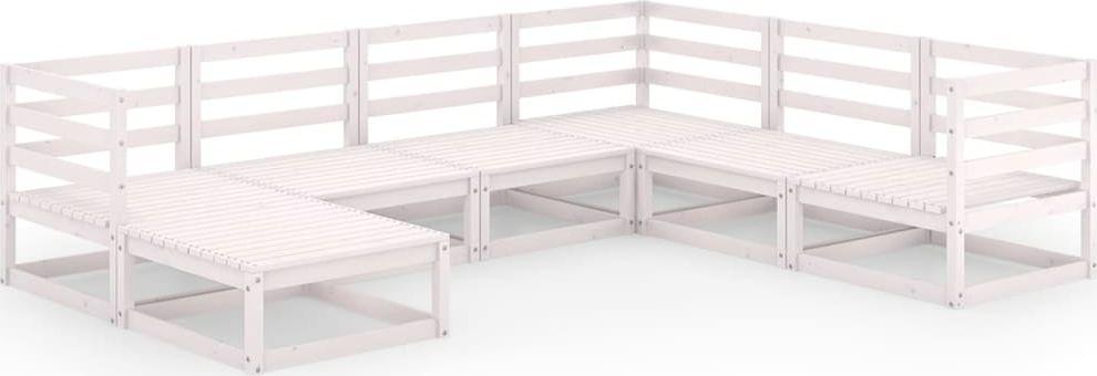 vidaXL 7-cz. zestaw mebli wypoczynkowych do ogrodu, biały, sosnowy