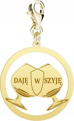 Radziszewska Jewellery Pozłacany Charms DAJĘ W SZYJĘ Dedykacja Gratis
