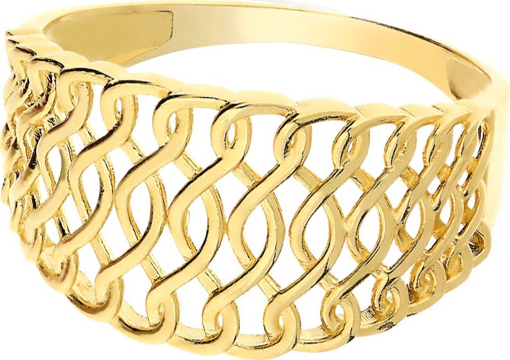 Lovrin Złoty pierścionek 585 szeroki z ażurem