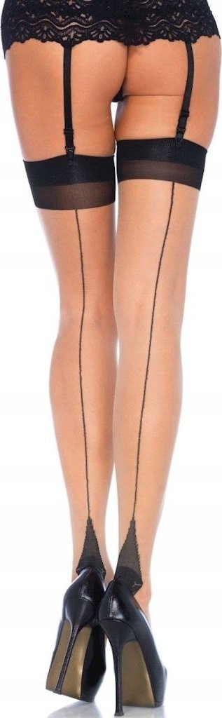 Leg Avenue Pończochy 1024Q ze szwem czarno-cieliste XXL