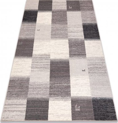 Dywany Łuszczów Dywan wełniany ANGEL 7961 / 52022 Geometryczny, kwadraty beż / szary, 120x170 cm