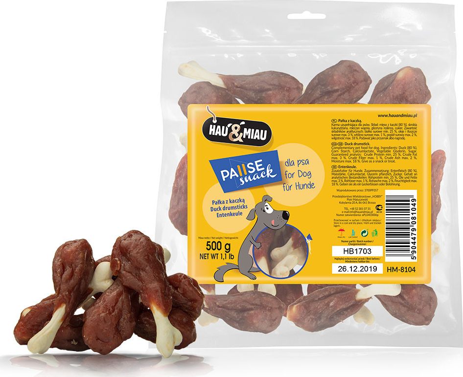 Hau&Miau Hau&Miau Pałka z kaczką 500g HM-8104