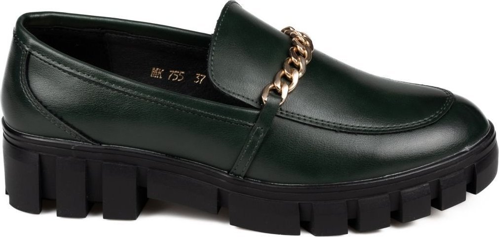 Mokasyny półbuty na platformie z ozdobą ciemnozielone Sergio Leone-39