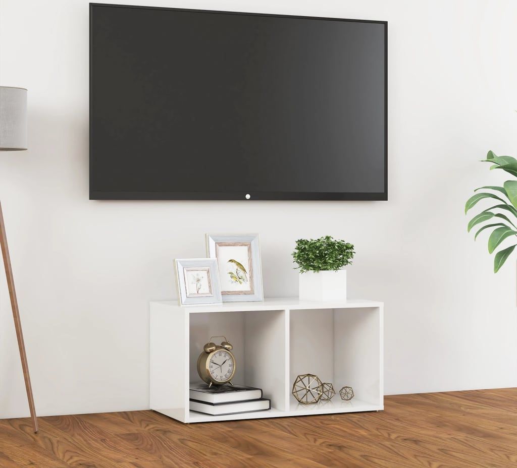 vidaXL Szafka pod TV, wysoki połysk, biała, 72x35x36,5 cm, płyta