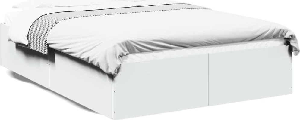 vidaXL Rama łóżka, biała, 140x200 cm, materiał drewnopochodny