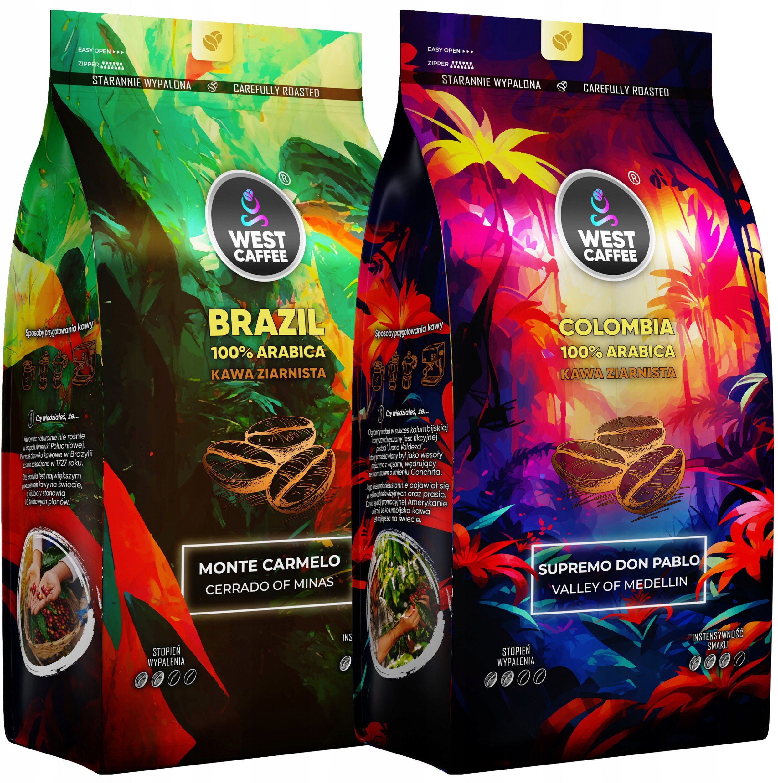 Kawa Ziarnista West Caffee 2KG ZESTAW Brazylia + Kolumbia