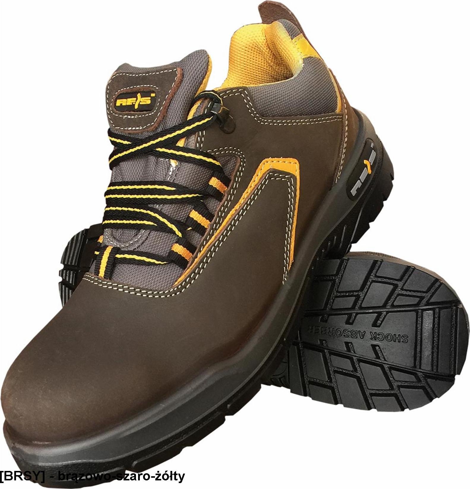 R.E.I.S. BRMANDRYL-P S1P SRC - nubukowe półbuty robocze, podnosek, odporność na przekłucia 42