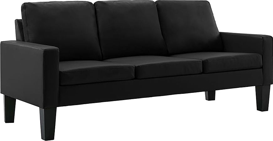 Elior 3-osobowa czarna sofa z ekoskóry - Zuria 3Q