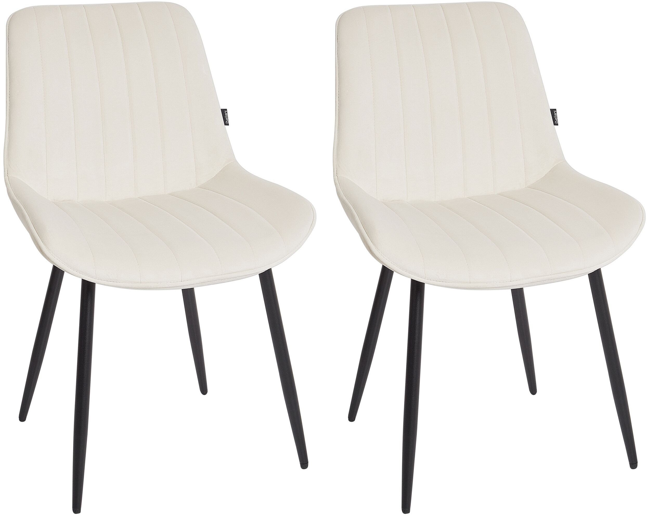 Zestaw 2 krzeseł do jadalni DUBROVNIK Welur Jasnobeżowy