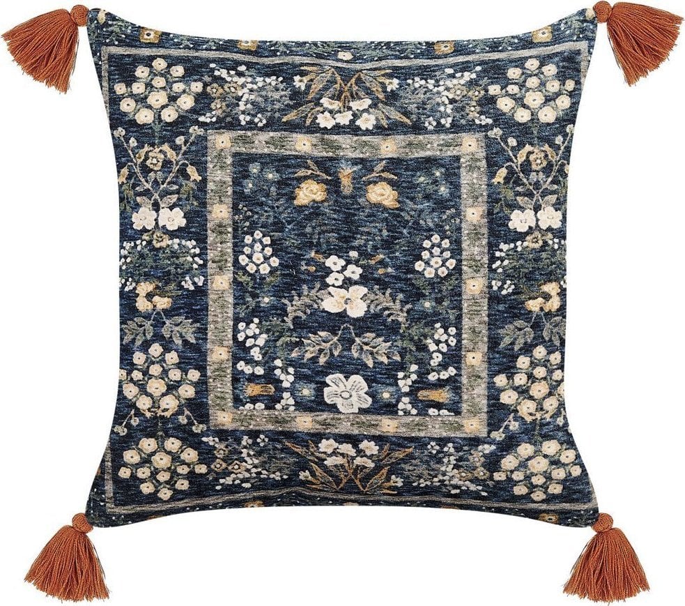 Beliani Poduszka dekoracyjna welurowa w kwiaty z frędzlami 45 x 45 cm wielokolorowa PANAX!