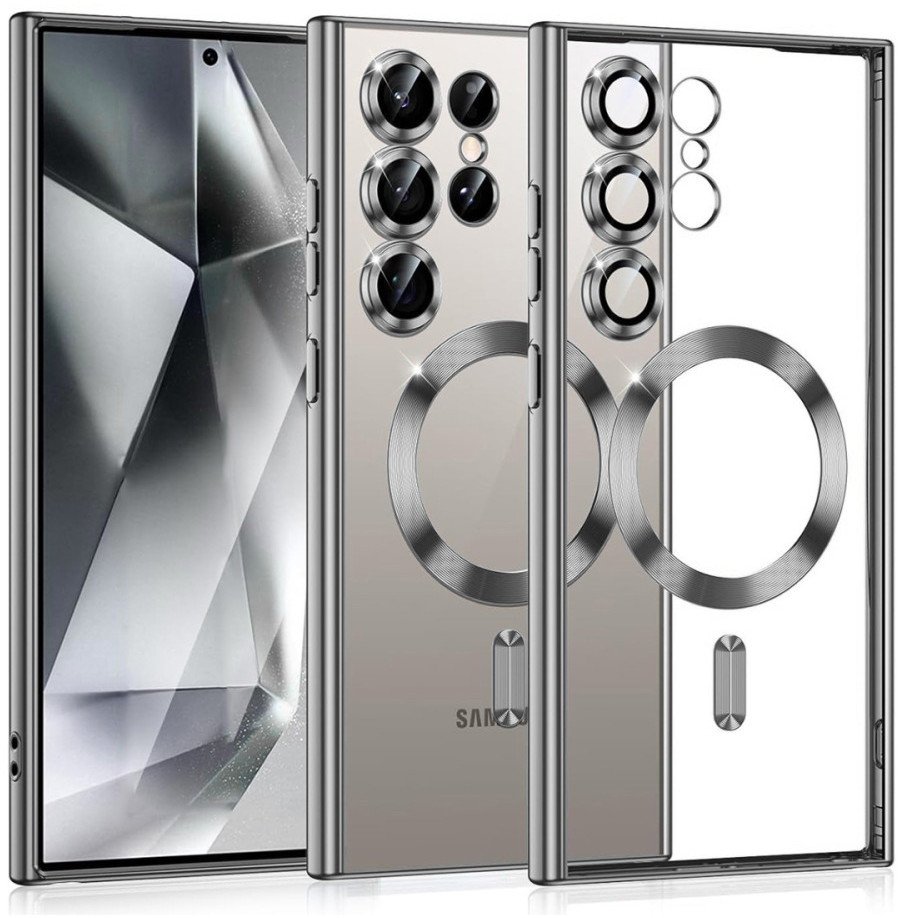 Etui Supero magnetyczne tpuplating do Galaxy S23 Ultra, przezroczysto-szary