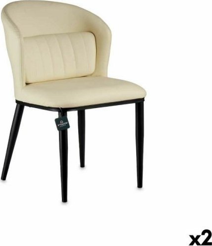 Gift Decor Fotel Okrągły Czarny Krem Stal 51 x 83,5 x 54 cm (2 Sztuk)