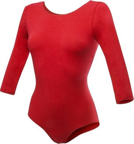 RENNWEAR Body treningowe gimnastyczne z rękawem 3/4 B10034 czerwony 164 cm / S