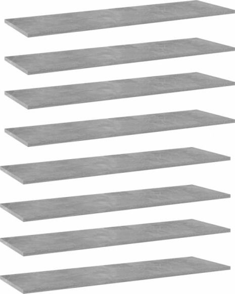 vidaXL Półki na książki, 8 szt., szarość betonu, 100x30x1,5 cm