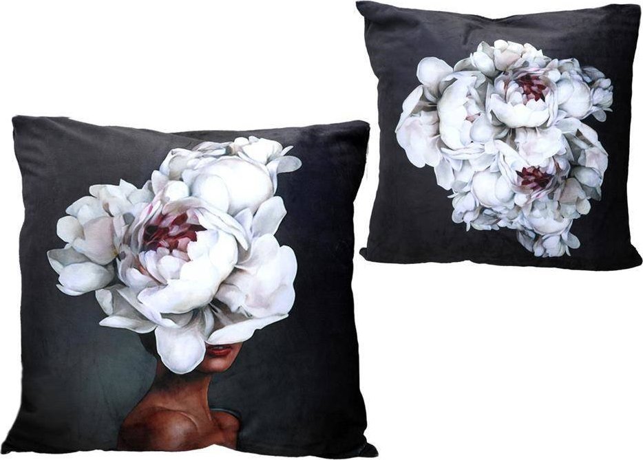 Carmani Poduszka z wypełnieniem/suwak - Kwiaty na głowie (CARMANI)