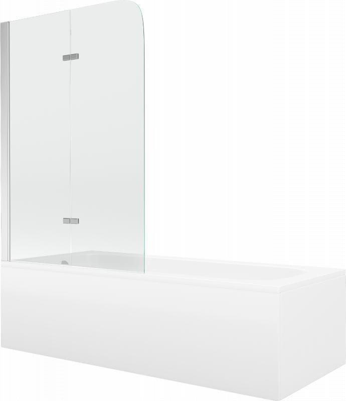 Wanna Mexen Mexen Vega wanna prostokątna 180 x 80 cm z obudową i parawanem 2-skrzydłowym 100 cm, transparent, chrom - 550118080X9010020100