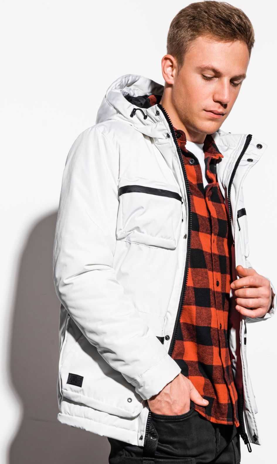 Ombre Kurtka męska zimowa C450 - biała XXL