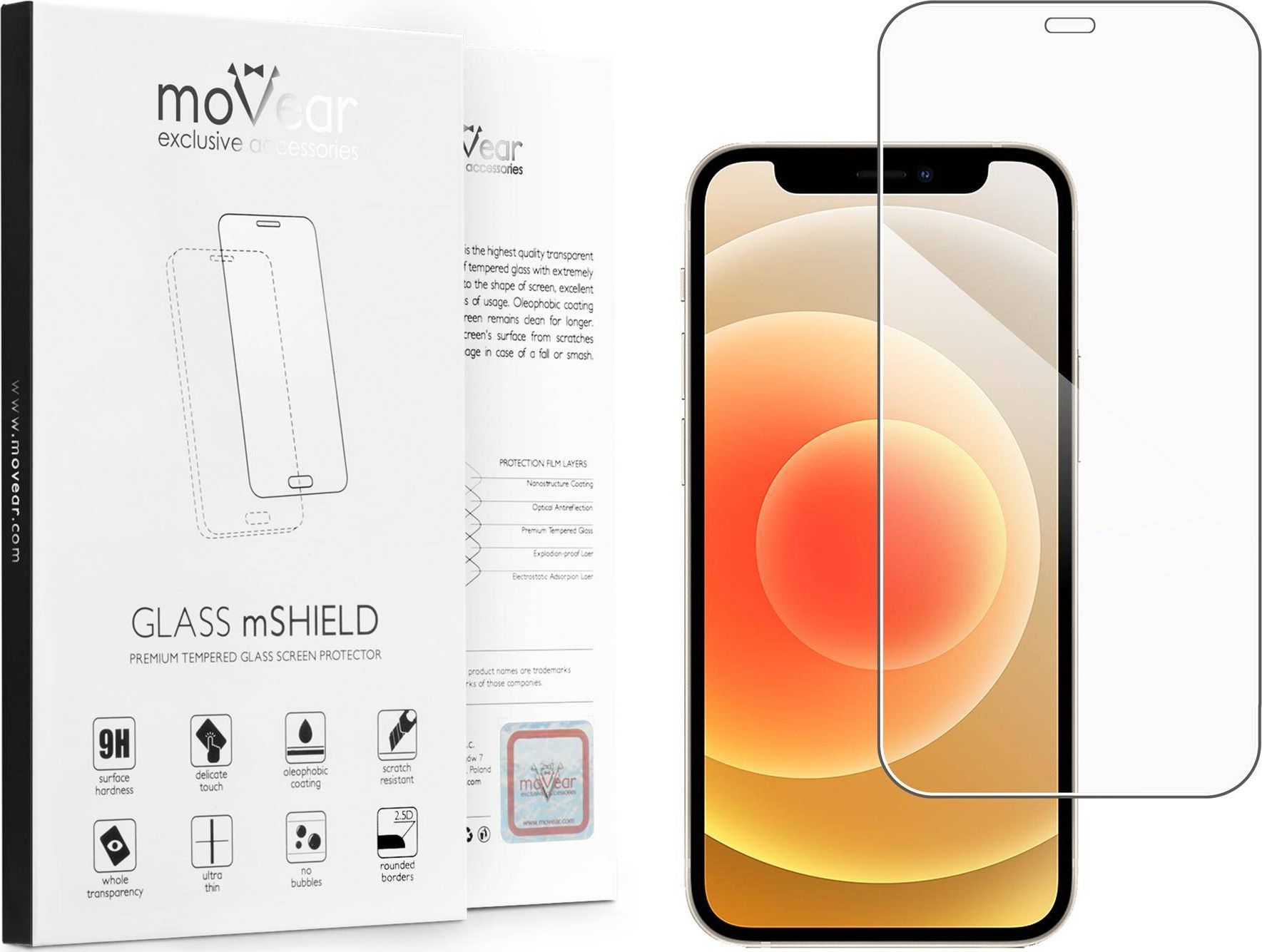 moVear Szkło Hartowane na Apple iPhone 11 | do etui, 9H | moVear GLASS mSHIELD 2.5D Standard