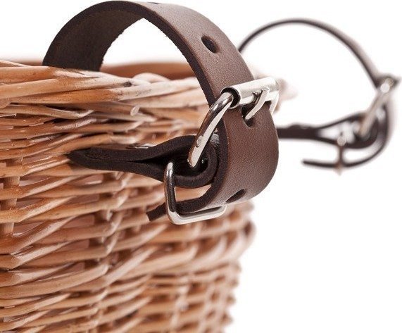 WickerPL Wikliniowy Kosz na Rower + 2 Paski skórzane 35x30 H23 cm