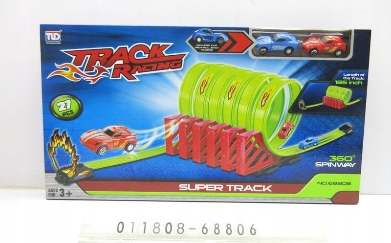 Triton Ekstremalny Tor Wyścigowy dla dzieci 3+ Elementy konstrukcyjne 27 el. + 2 Autka rajdowe + 6 Pętli